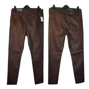BANANA REPUBLIC Mid Rise Skinny Stretch Coated Jeans/Pants, 30, Brown, NWT